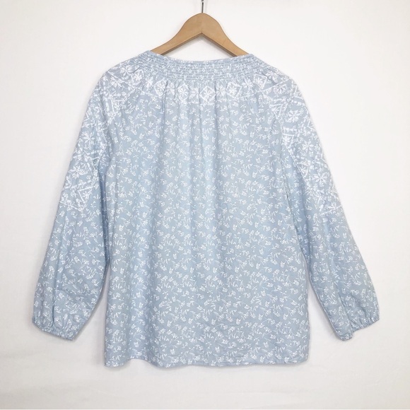 Joie powder, blue embroidered peasant, tunic blouse - Picture 2 of 11